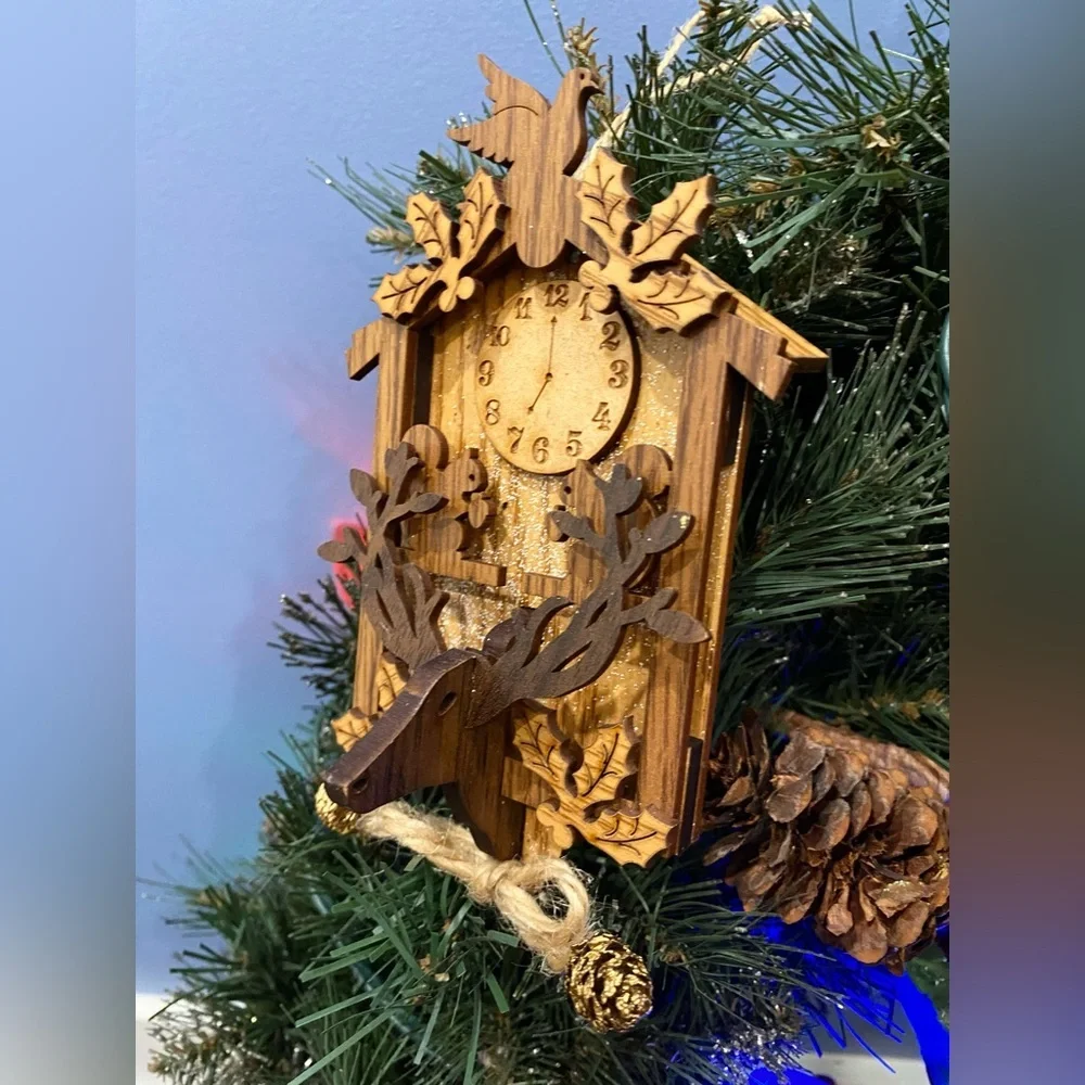 WOODEN CUCKOO CLOCK | Black Forest Germany Bavarian Christmas Ornament